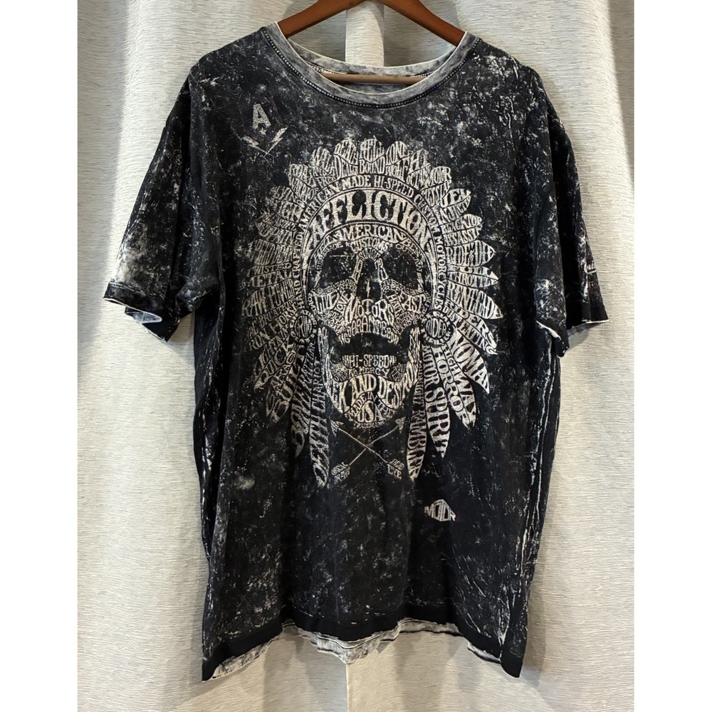 Vintage Affliction T-Shirt Men's XXL Native American Skull Tribal MMA